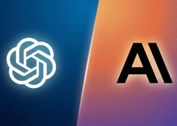 Split screen comparison showing the OpenAI logo in a dark zone versus the glowing Anthropic Claude logo, representing the switch from ChatGPT Plus.