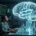 A conceptual illustration for the Claude Opus 4.5 review, depicting a massive, glowing AI brain generating a complex digital city structure while an overwhelmed human developer looks on.