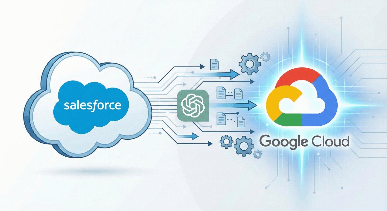 Close-up of a corporate computer screen selecting Google Gemini Enterprise AI, representing Salesforce's strategic shift away from ChatGPT.