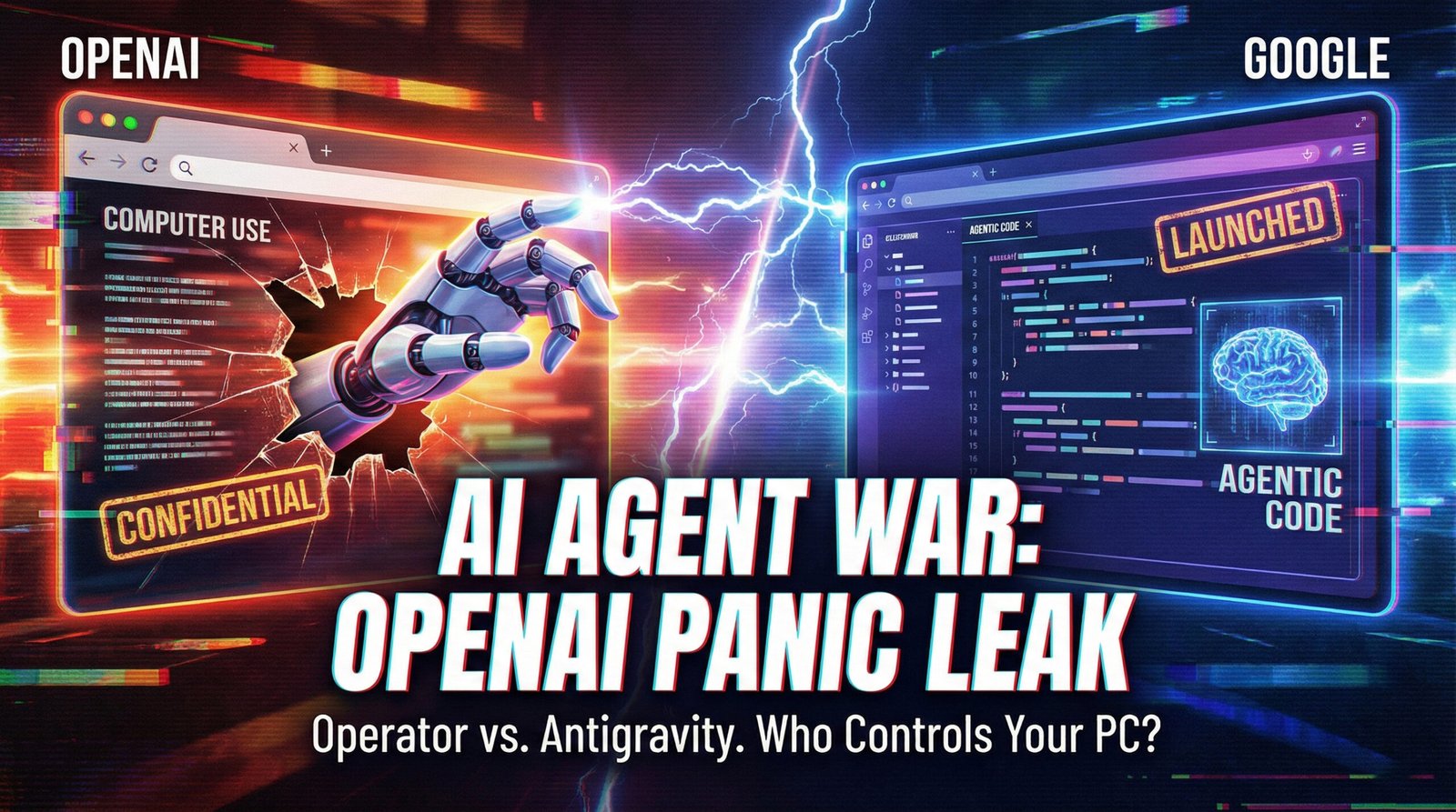 OpenAI Operator leak showing computer use capabilities against Google Antigravity