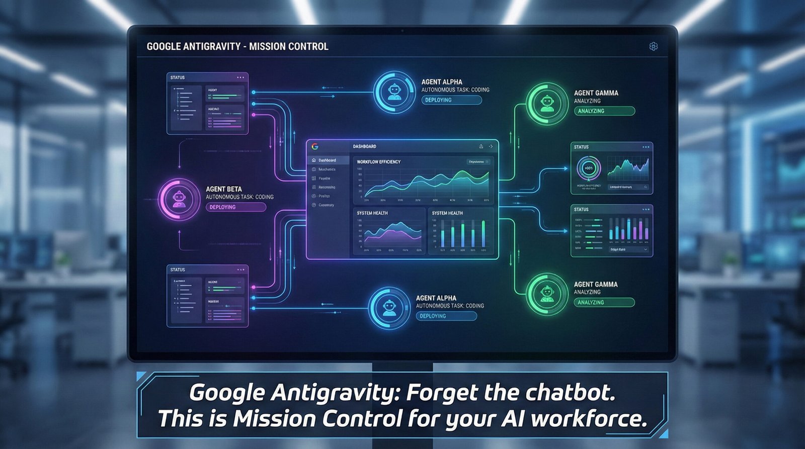 Top 10 AI Tools include Google Antigravity interface showing autonomous agents