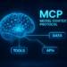 Model Context Protocol (MCP) diagram showing an AI neural network connecting to tools, APIs, and data sources