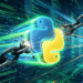 Futuristic illustration of the Python logo breaking free from chains, symbolizing the removal of the Global Interpreter Lock (GIL) in Python 3.14.